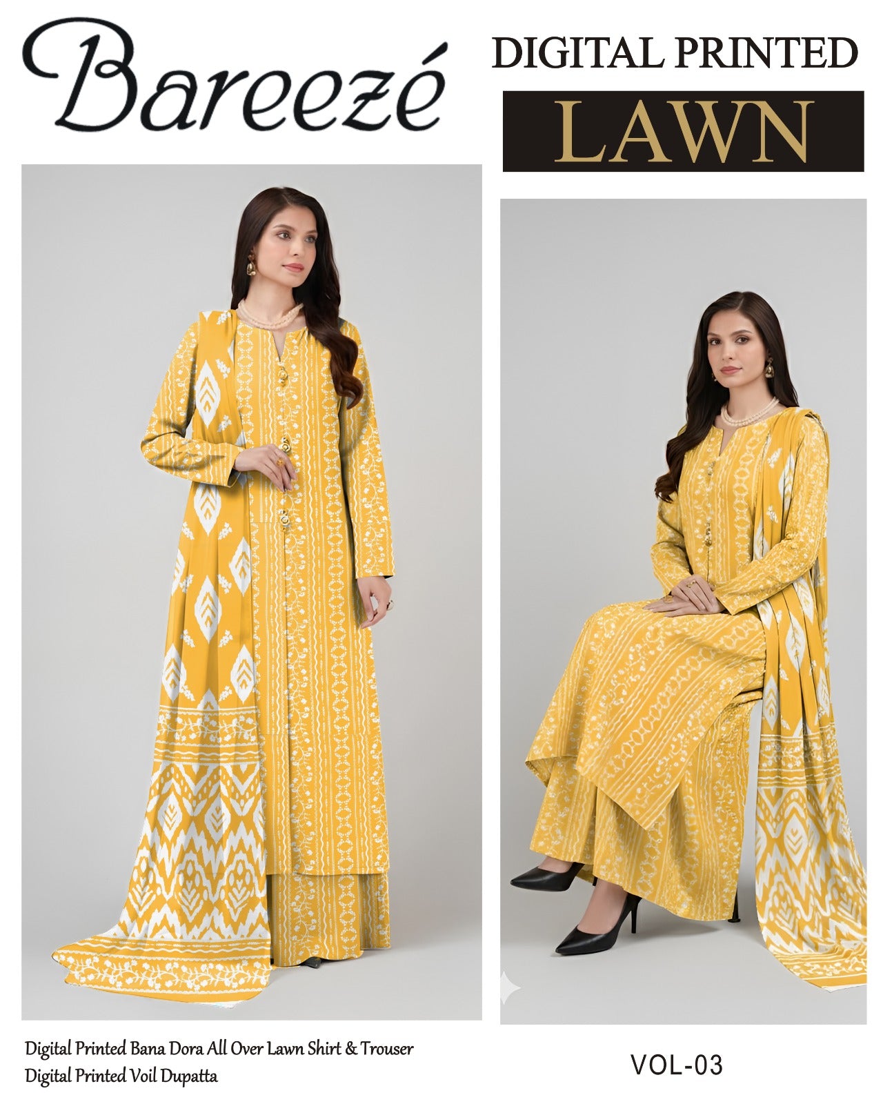Bareeze Classy Lawn 3PC – Summer Collection