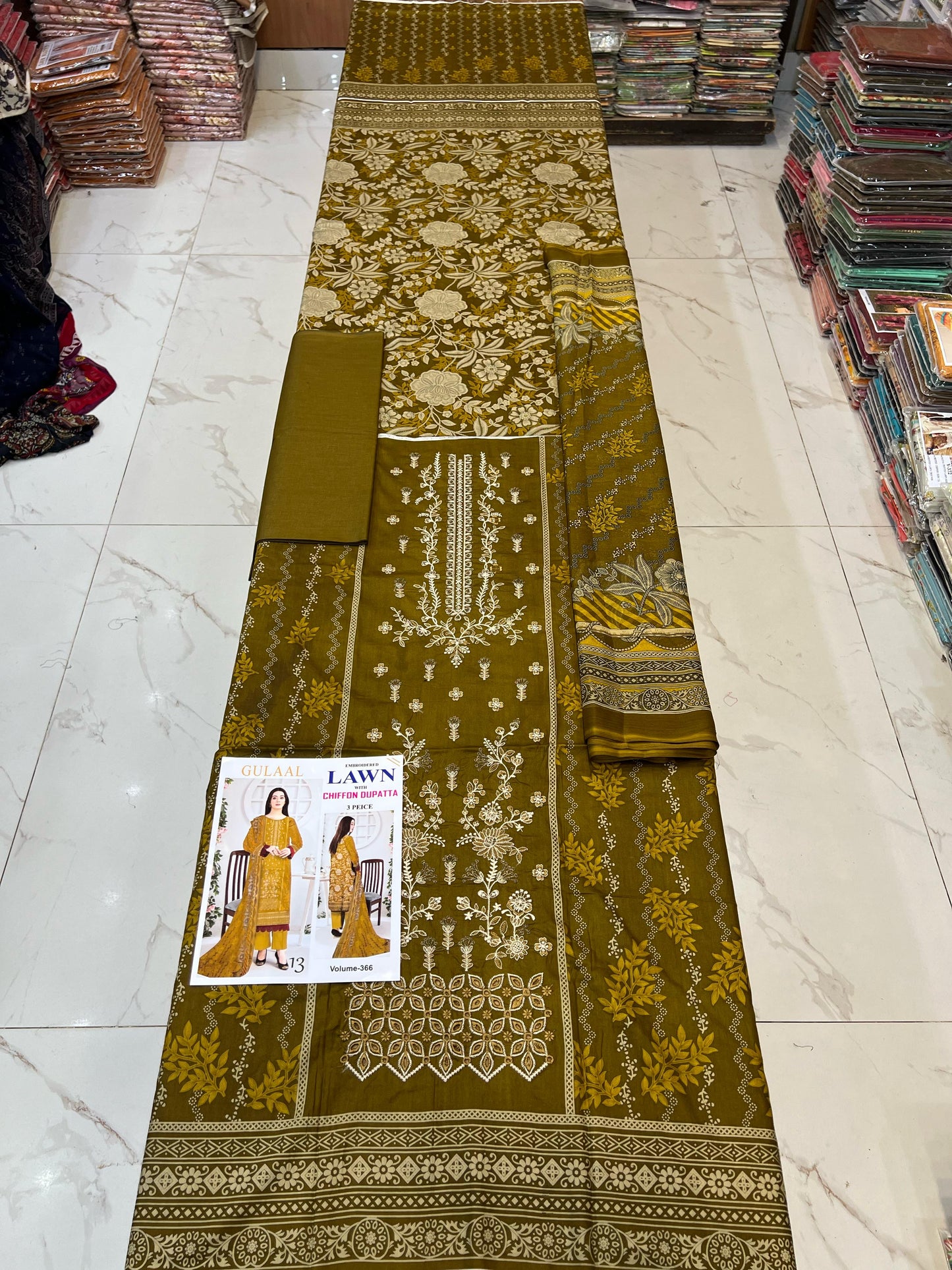 Different Brands Emb Lawn 3Pc Suit