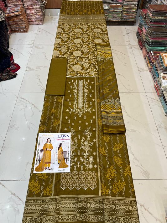 Different Brands Emb Lawn 3Pc Suit