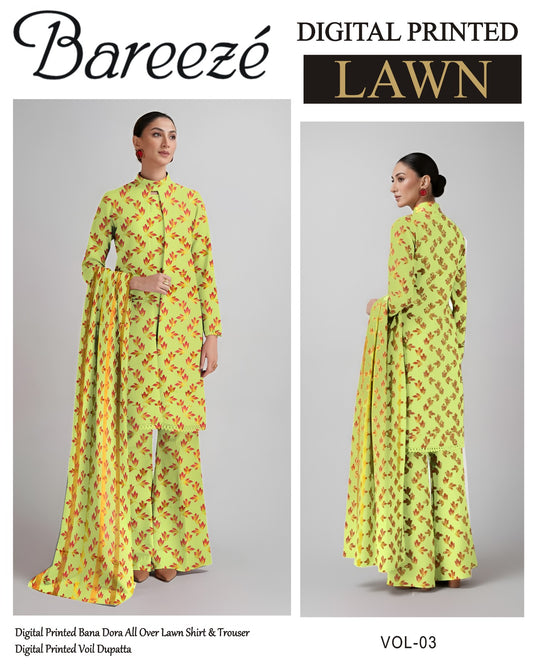 Bareeze Classy Lawn 3PC – Summer Collection