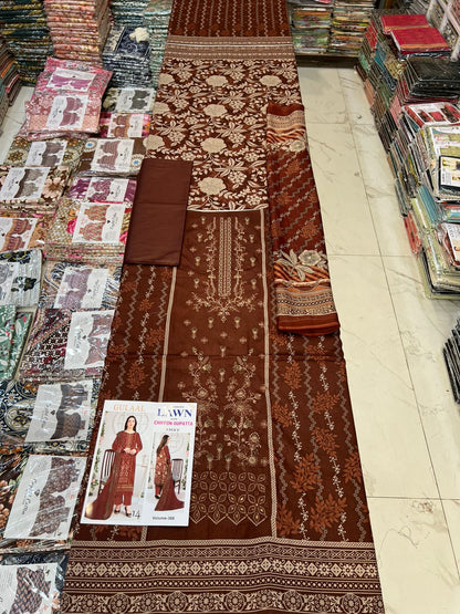 Different Brands Emb Lawn 3Pc Suit