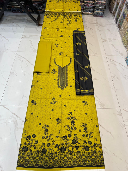 Classic Plain Linen 3PC with Same Fabric Dupatta