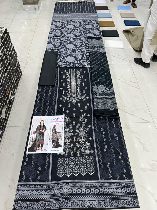 Different Brands Emb Lawn 3Pc Suit