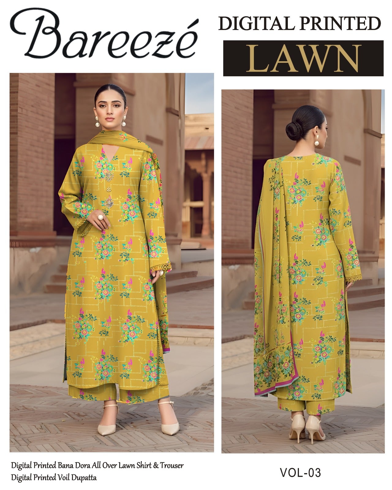 Bareeze Classy Lawn 3PC – Summer Collection