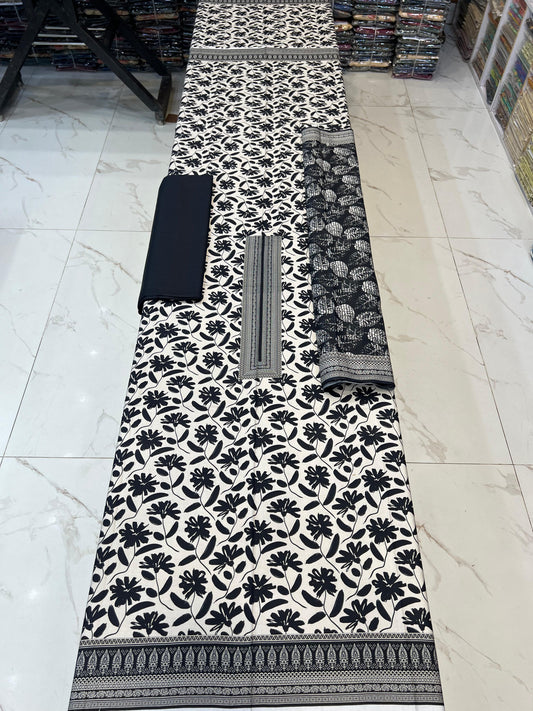 Classic Plain Linen 3PC with Same Fabric Dupatta