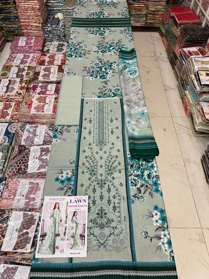 Different Brands Emb Lawn 3Pc Suit