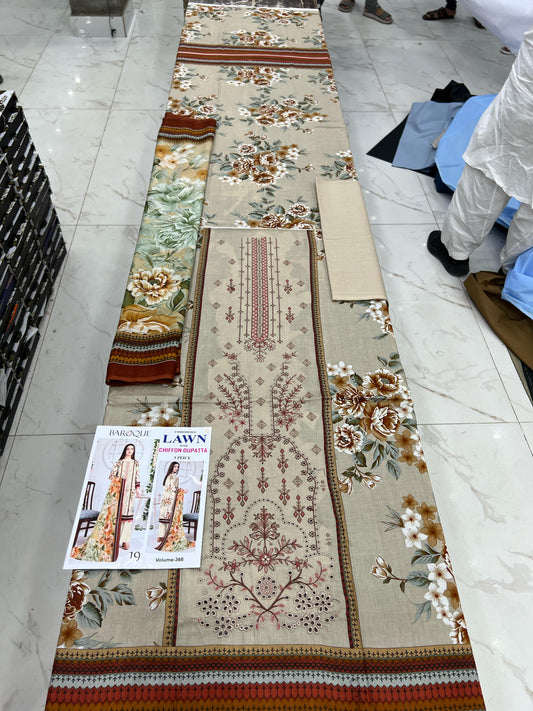 Different Brands Emb Lawn 3Pc Suit