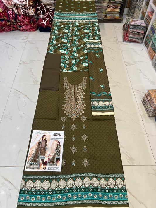 EMBROIDERED LINEN 3PC Multi Brands