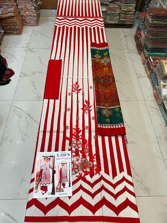 Different Brands Emb Lawn 3Pc Suit