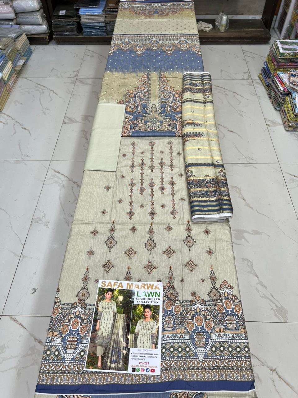 Safa Marwa Original Lawn 3-PC Embroidered Collection