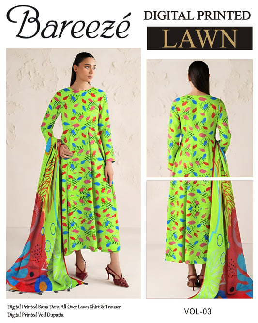 Bareeze Classy Lawn 3PC – Summer Collection