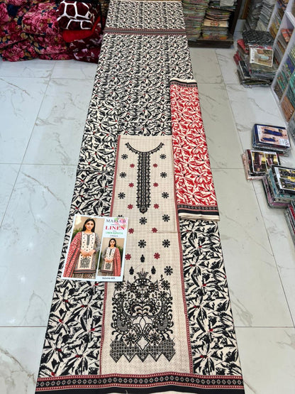 EMBROIDERED LINEN 3PC Multi Brands