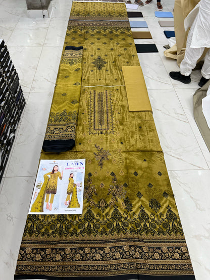 Different Brands Emb Lawn 3Pc Suit