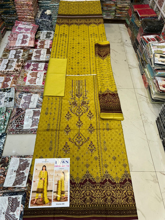 Different Brands Emb Lawn 3Pc Suit