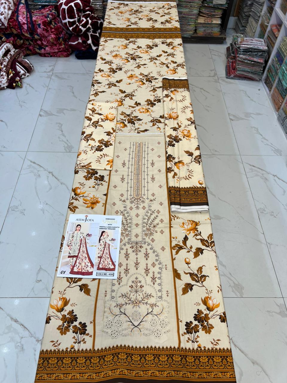 EMBROIDERED LINEN 3PC Multi Brands