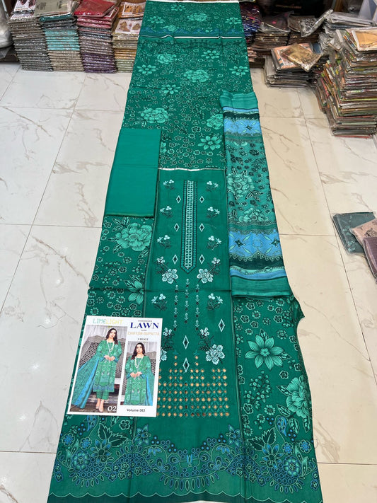 Different Brands Emb Lawn 3Pc Suit