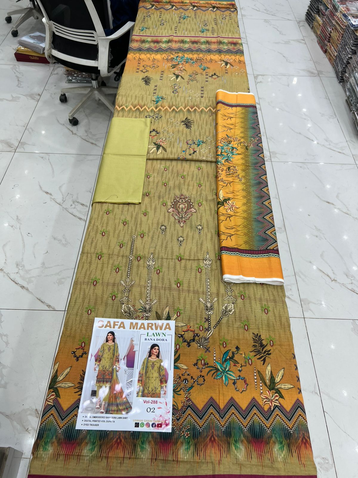 Safa Marwa Bana Dora Fine Quality Lawn 3PC Unstitched Suit