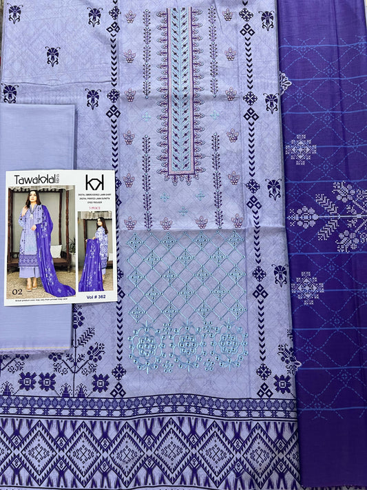 Tawakal Emb lawn 3pc Suit