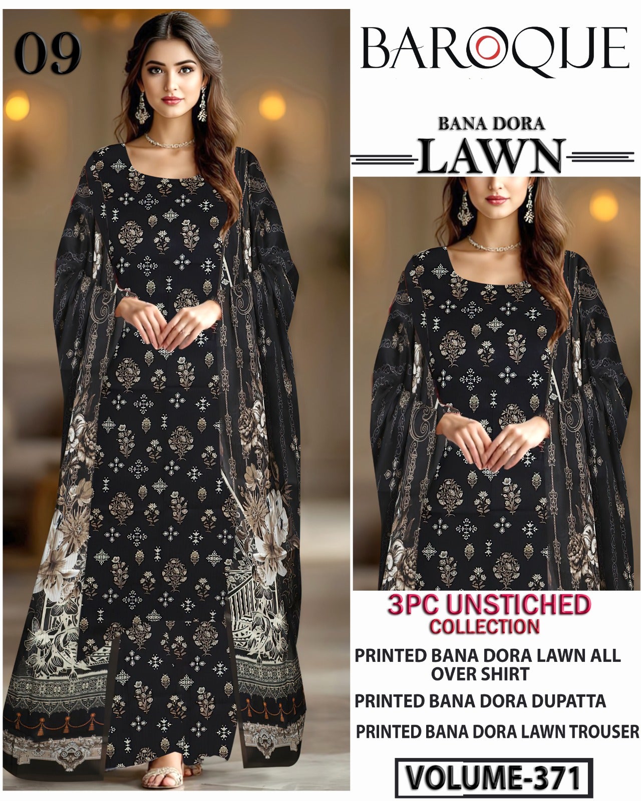 Black Series Lawn 3Pc