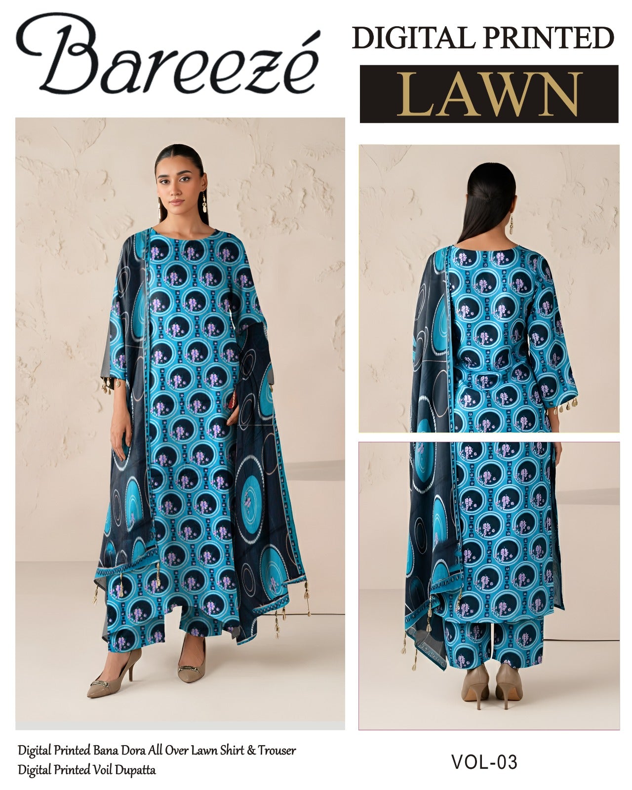 Bareeze Classy Lawn 3PC – Summer Collection