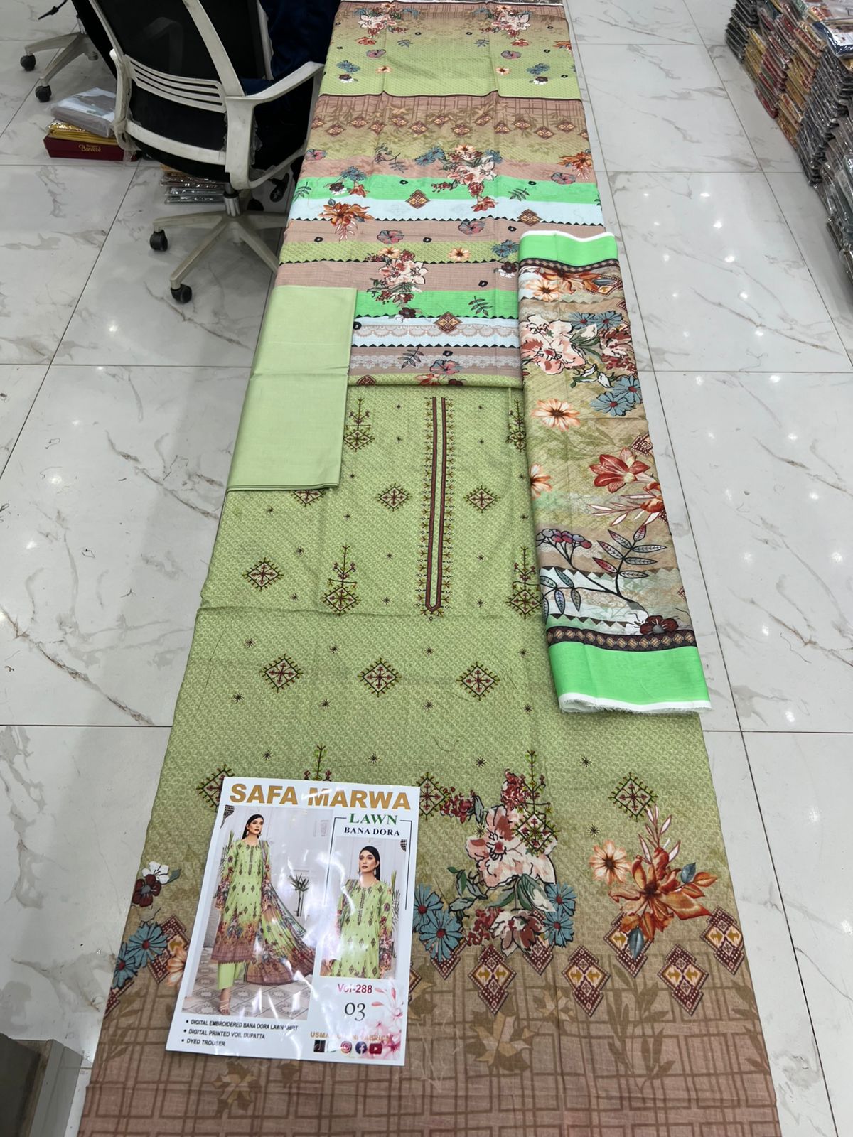 Safa Marwa Bana Dora Fine Quality Lawn 3PC Unstitched Suit