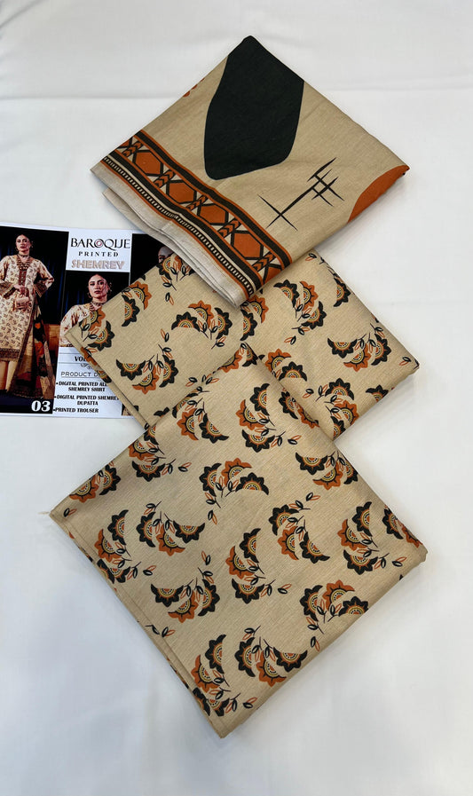 Baroque Printed Shemrey Winter 3PC