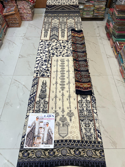 Different Brands Emb Lawn 3Pc Suit