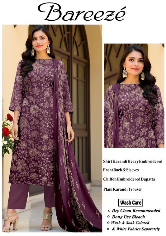 Bareeze karandi Embroidered 3PC