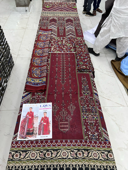 Different Brands Emb Lawn 3Pc Suit