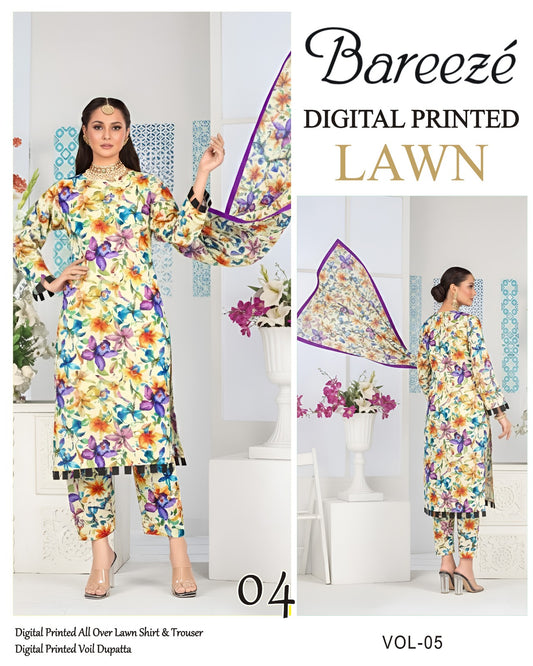 Bareeze Summer Lawn 3PC Suit with Voil Dupatta