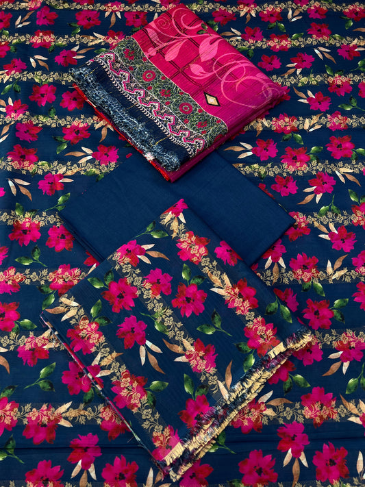 Sharjeena Premium Fancy Lawn 3PC