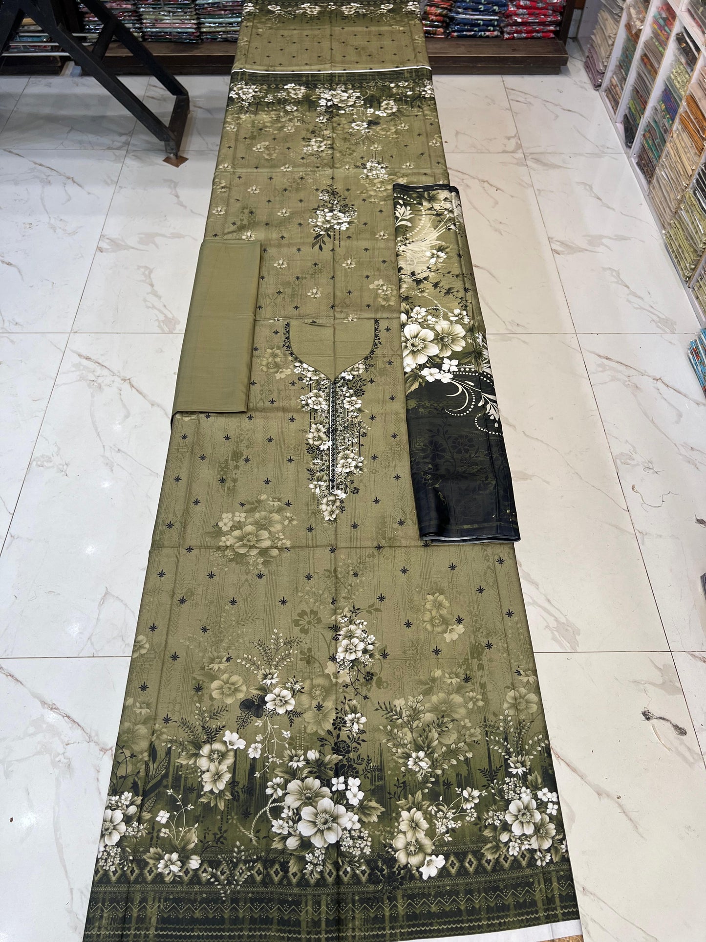 ✨Classic Plain Linen 3PC with Same Fabric Dupatta✨