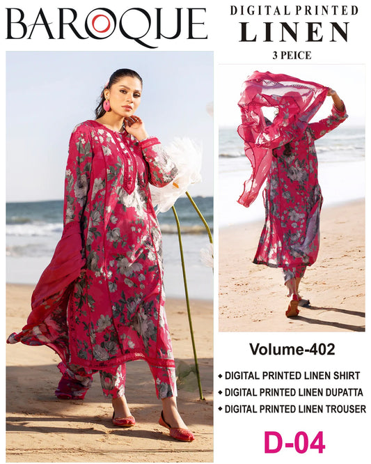 BAROQUE LINEN Digital Printed 3PC