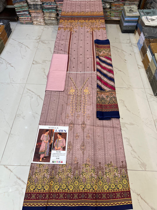 Lawn Embroidered Suit With Chiffon Dupatta