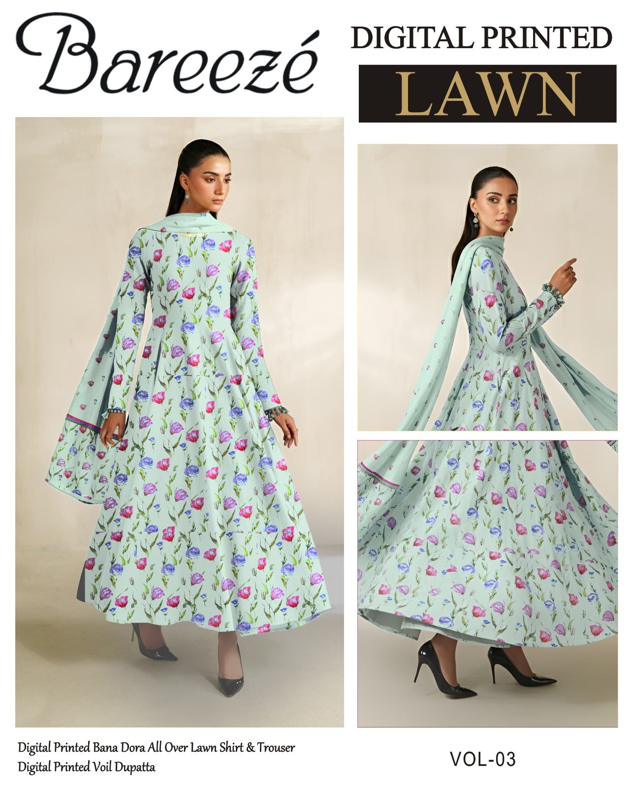 Bareeze Classy Lawn 3PC – Summer Collection