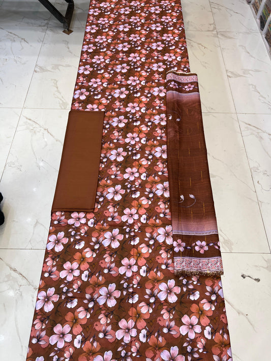 Bana Dora Tarkashi Dupatta Printed Linen 3PC