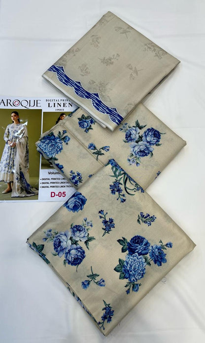 BAROQUE LINEN Digital Printed 3PC