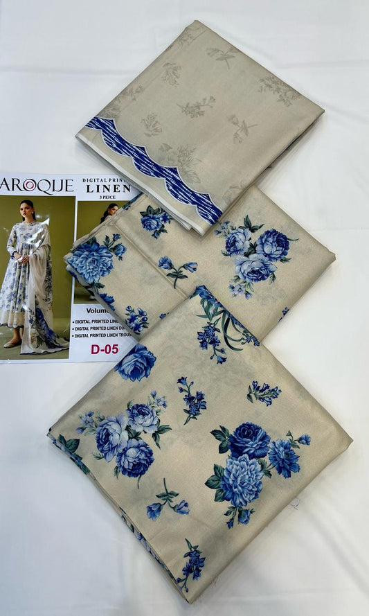 BAROQUE LINEN Digital Printed 3PC