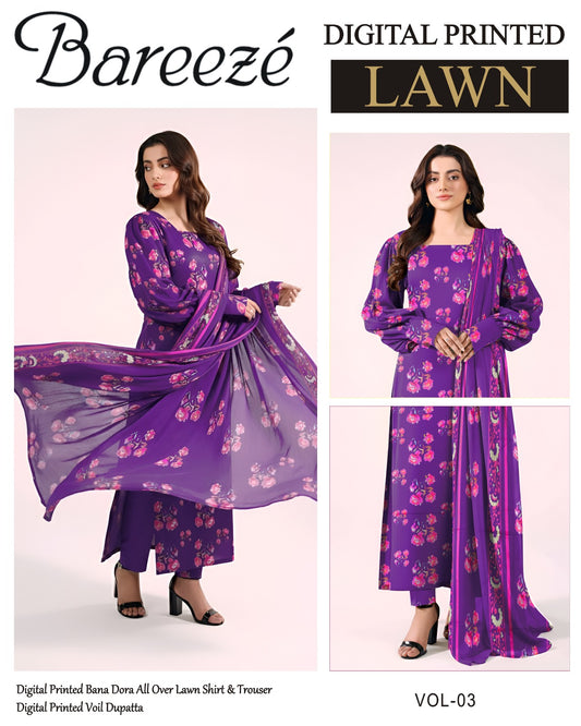Bareeze Classy Lawn 3PC – Summer Collection