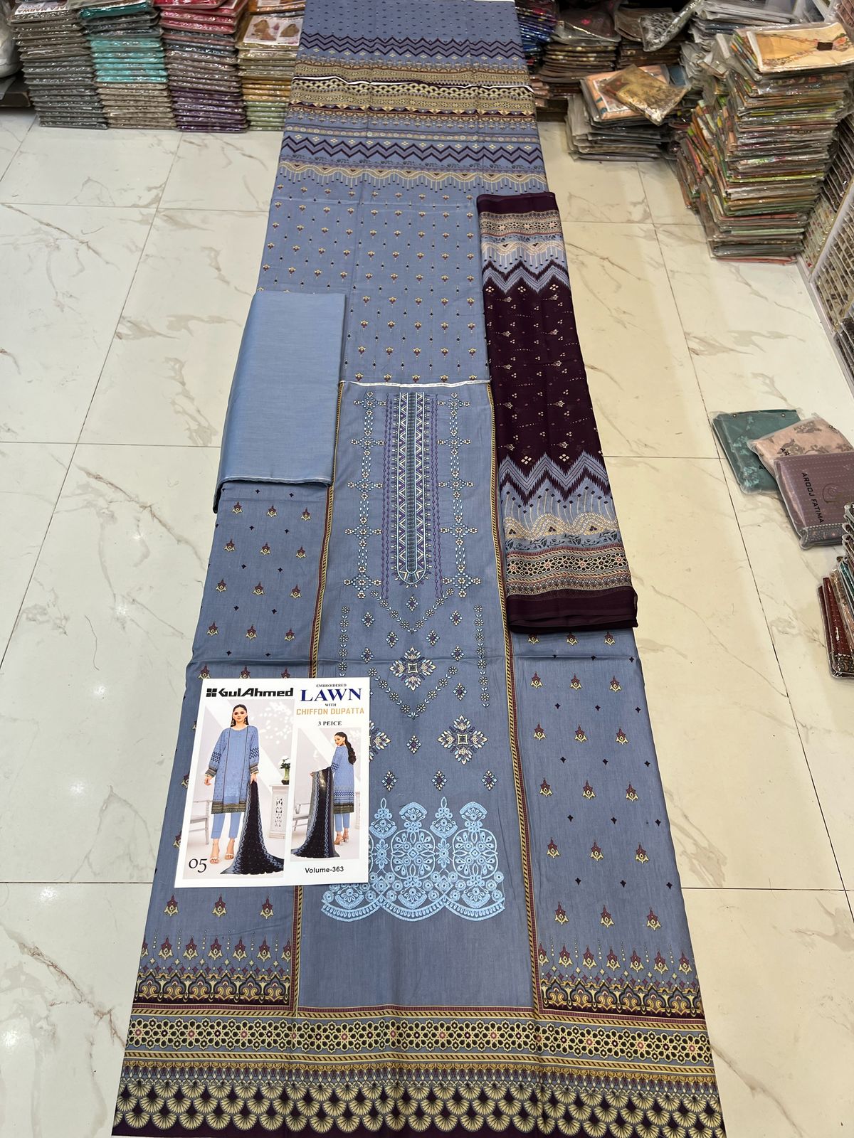 Summer Luxury Lawn – EMB Suit with Chiffon Dupatta