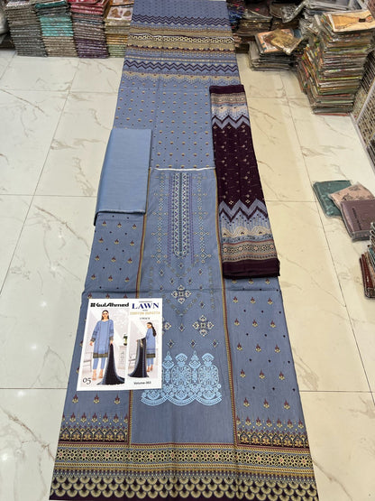 Summer Luxury Lawn – EMB Suit with Chiffon Dupatta