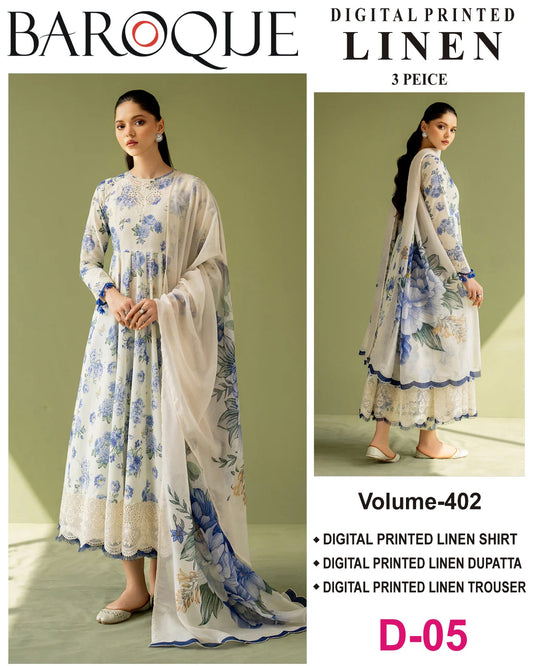 BAROQUE LINEN Digital Printed 3PC