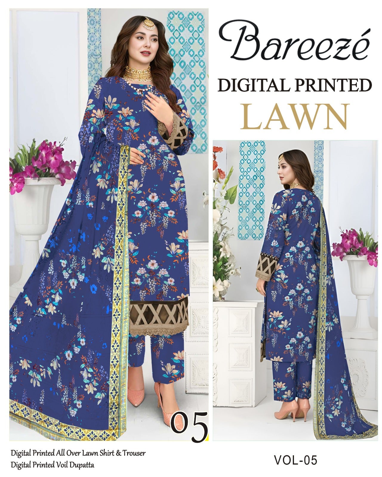 Bareeze Summer Lawn 3PC Suit with Voil Dupatta