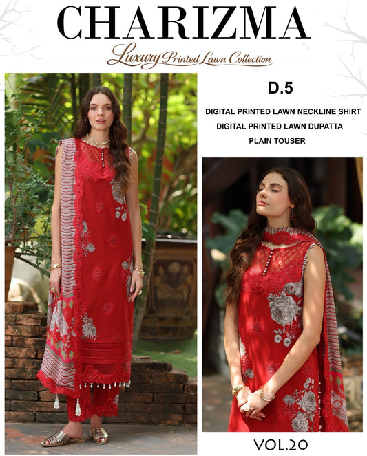 Charizma  Lawn 3 Piece With Lawn dupatta