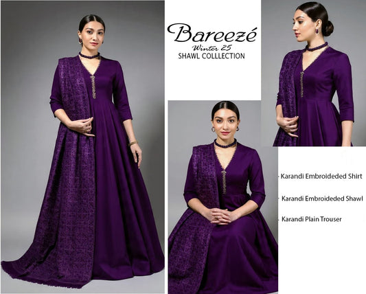 Bareeze With Embroidered Karandi Shawl – Winter Luxury Edit
