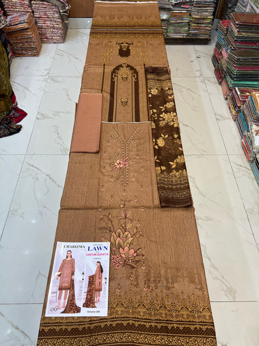 Different Brands Emb Lawn 3Pc Suit