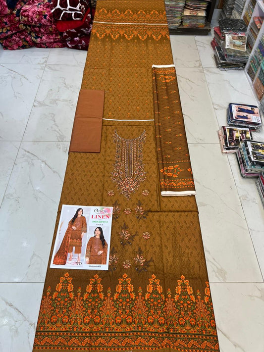EMBROIDERED LINEN 3PC Multi Brands