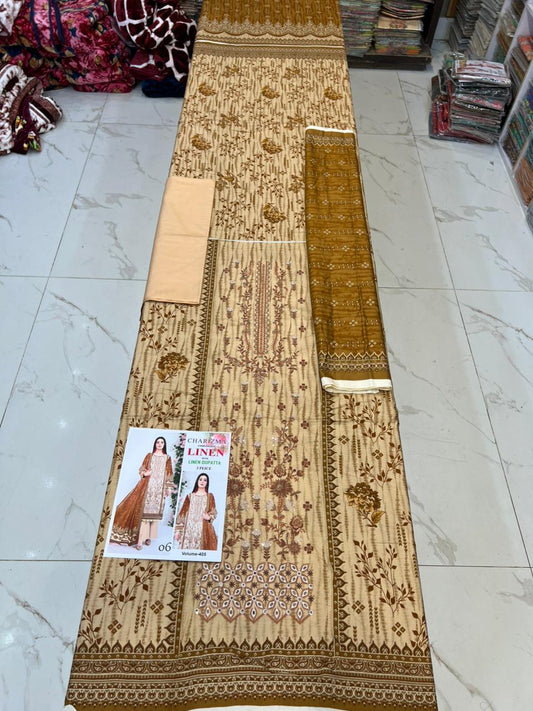 EMBROIDERED LINEN 3PC Multi Brands