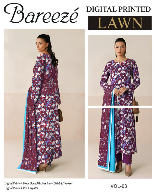 Bareeze Classy Lawn 3PC – Summer Collection