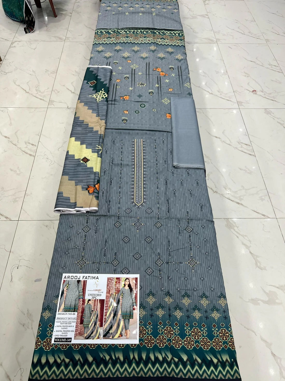 Arooj Fatima Lawn EMB 3PC – Luxury Summer Wear